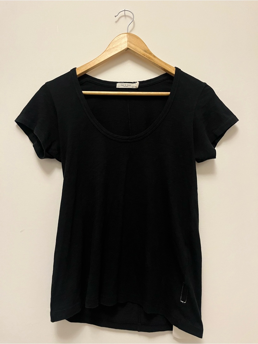 rag & bone Black Scoop Neck Short Sleeve Tee